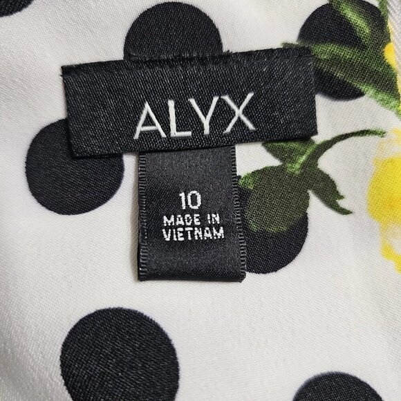 ALYX Polka Dot Floral Sheath Dress Size 10 White Yellow Black Casual Wear - Picture 9 of 12